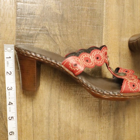 Tsonga red leather heel slide in sandals, size 39 (size8.5US) - Picture 8 of 8